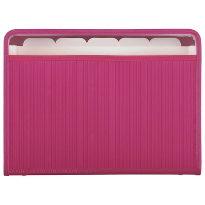 Oxford Archivo Expandible, Con 5 Divisiones, Cierre, Orillas Forradas, Bolsa Frontal, Polipropileno, Pieza, Color Rosa, Tamaño Carta F922