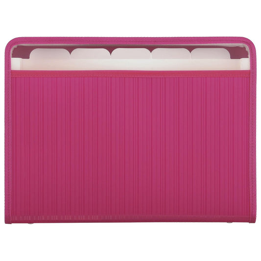 Oxford Archivo Expandible, Con 5 Divisiones, Cierre, Orillas Forradas, Bolsa Frontal, Polipropileno, Pieza, Color Rosa, Tamaño Carta F922