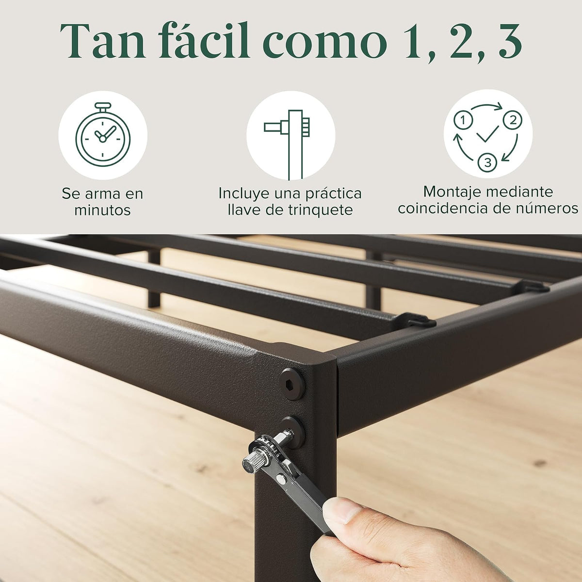 Zinus 35 cm ABEL Estructura de Cama con Plataforma metálica/Base de colchón con Soporte de láminas de Acero/Montaje Sencillo/Cama en una Caja/Muebles de Dormitorio/Base de Cama matrimonial