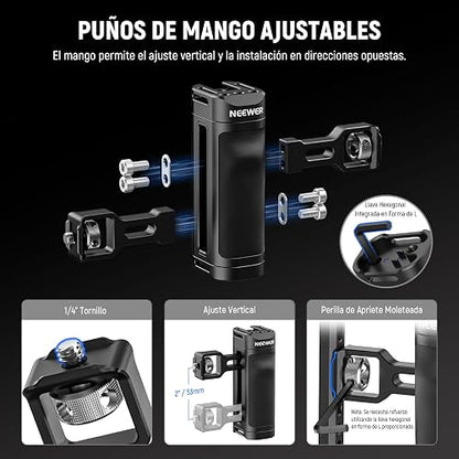 NEEWER Universal Phone Jaula Cage Video Rig con Side Handle de Obturador Bluetooth, Estabilizador de Movil Teléfono para Grabación Compatible con iPhone 15 Pro MAX 15 Pro Galaxy S24 Ultra, PA009E