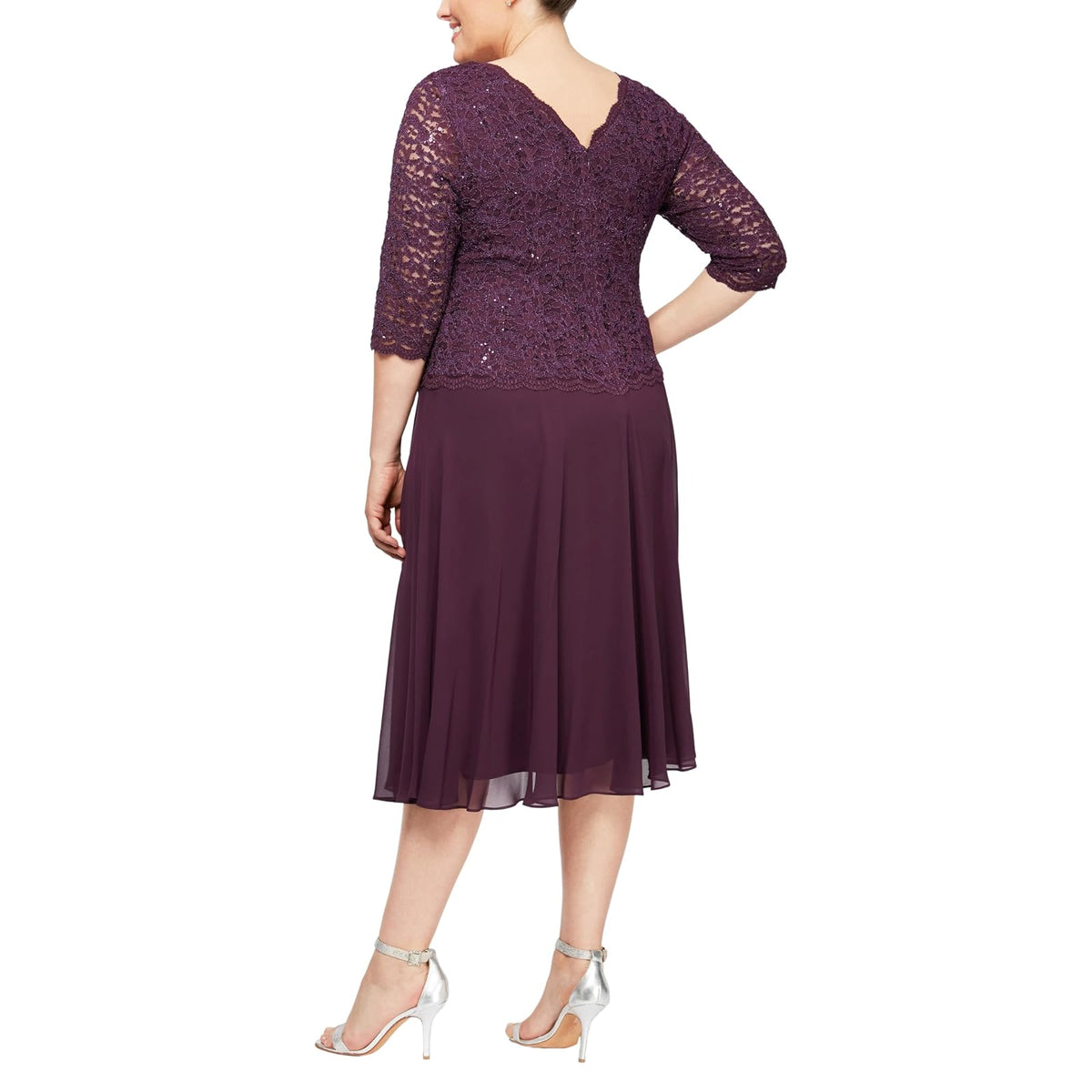 Alex Evenings Vestido Largo de Noche con Lentejuelas y Encaje, Talla Plus Vestido para ocasin Especial para Mujer