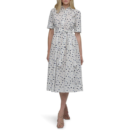 DKNY Vestido Camisero de Manga Larga a Rayas para Mujer - 14 - Nube plateada - crepúsculo