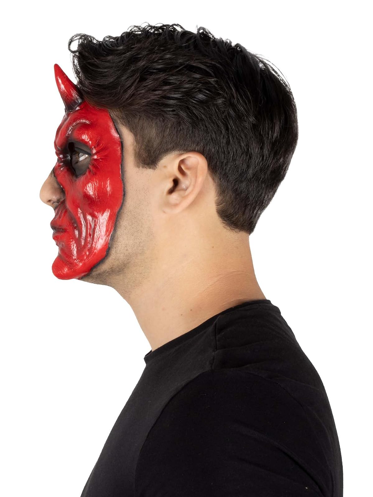 Ghoulish Productions Aplicación de látex Half Mask Devil. Aplicación de Diablo Rojo. Pegatina de Diablo. Ideal para usar en maquillajes de Halloween y caracterizaciones