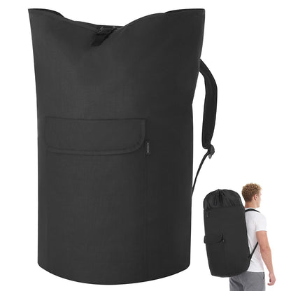 SONGMICS - Bolsa de lavandería, mochila de lavandería de 31.7 galones (120 l), resistente, grande con parte superior extensible, tela Oxford, correas anchas para los hombros y bolsillo con solapa