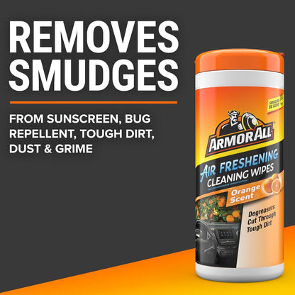 Armor All Protector de ambientador de Piel Naranja, Goma, Vinilo, 25 toallitas