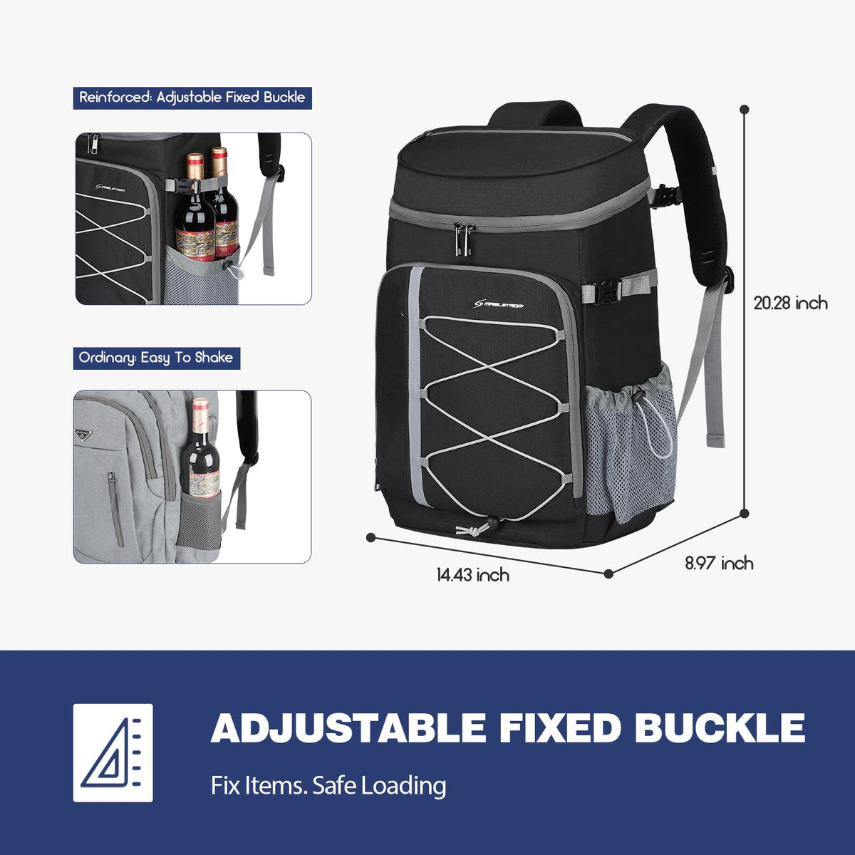 Maelstrom Mochila Hielera 35/50 Latas, Bolsa Hielera Suave Hermética | Frío 16h, bolsillos múltiples, silbato emergencia, acolchado ergonómico transpirable. Ideal camping, pesca, senderismo