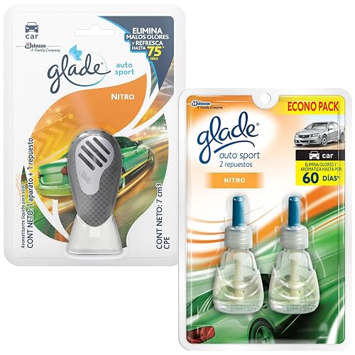 Glade Auto Sport Kit Aromatizante 1 Aparato y 3 Repuestos Nitro