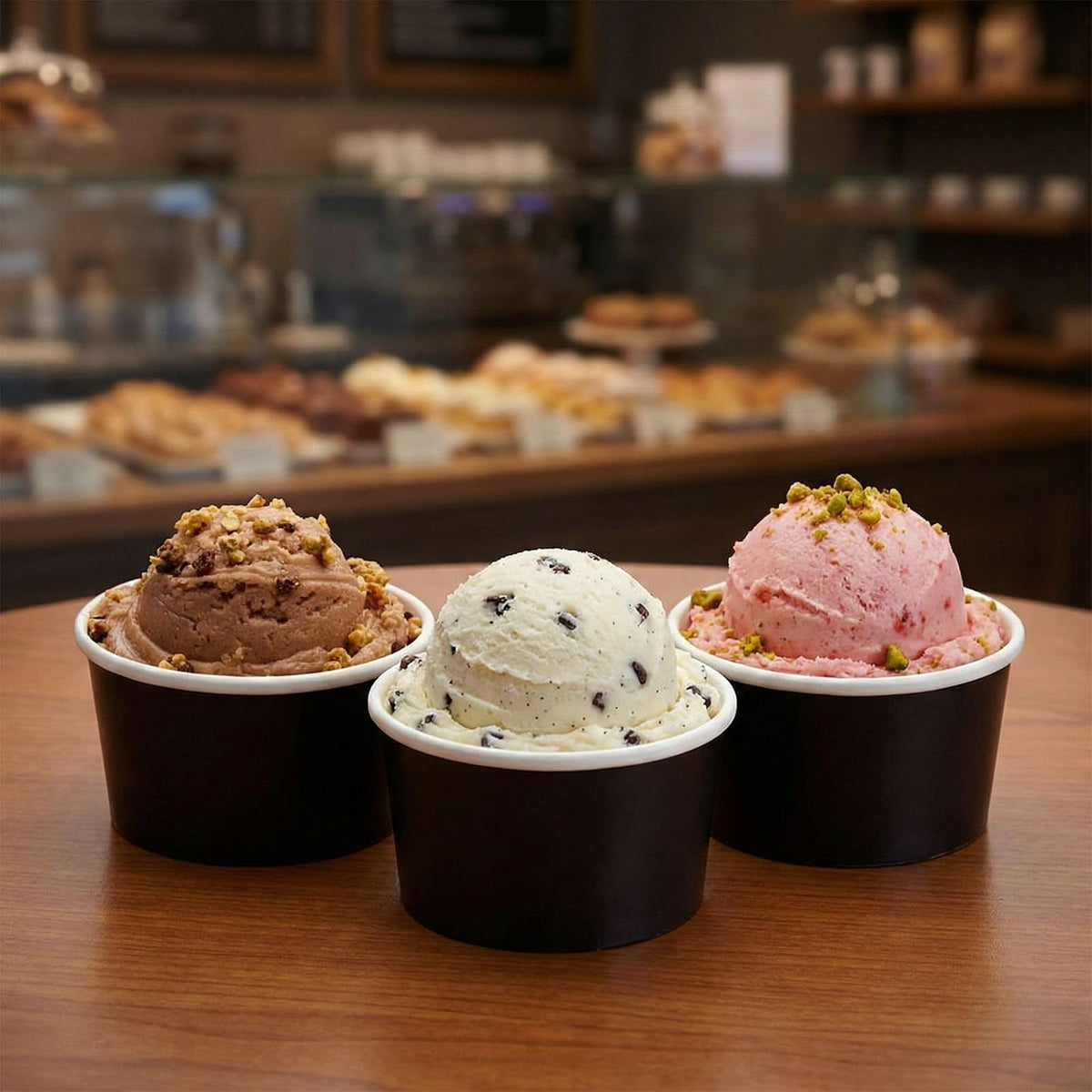 Restaurantware 200-CT Disposable Ice Cream Cups, Coppetta Small Hot and Cold To Go Cups, Black, 3 oz
