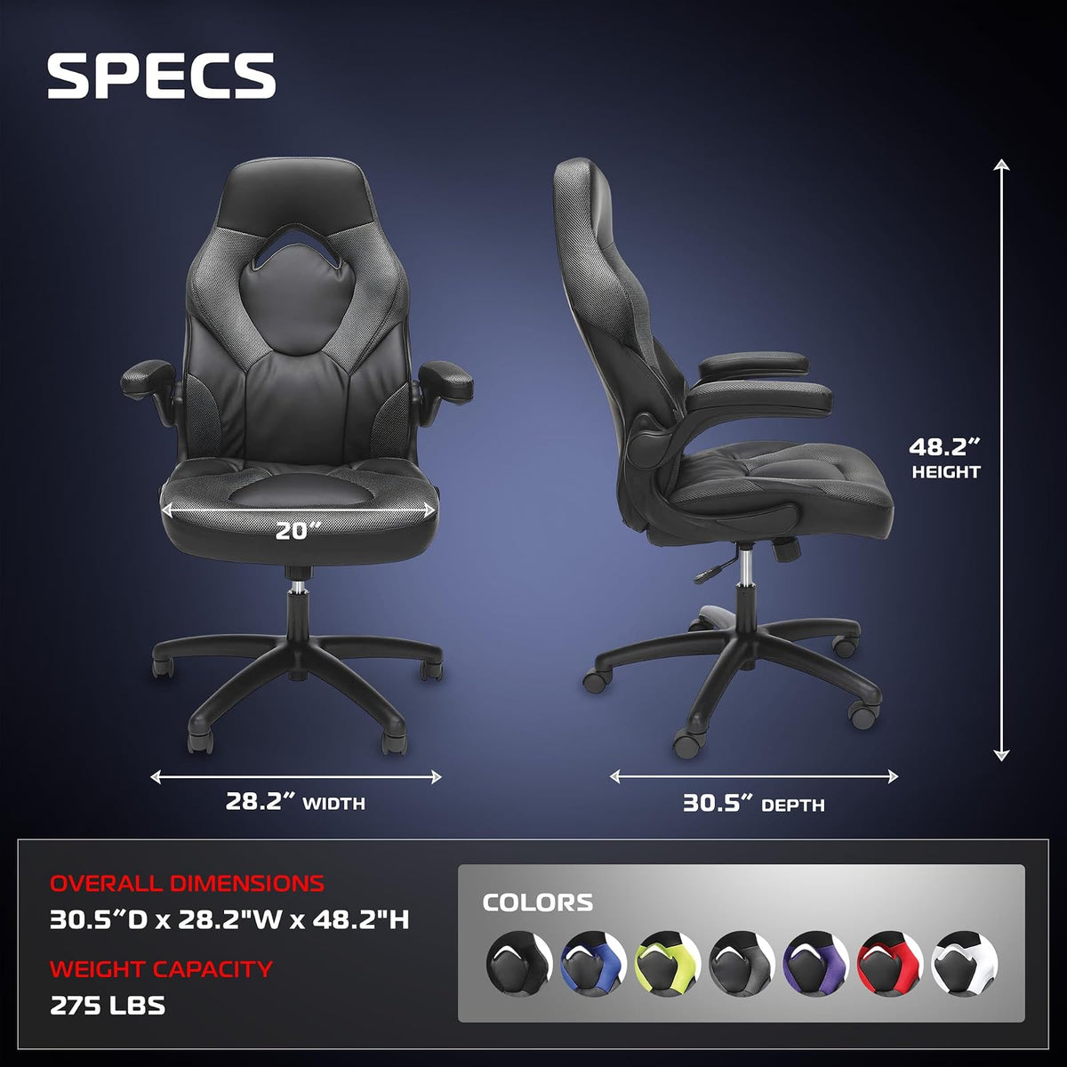 RESPAWN 3085 - Silla para Juegos - Silla para Jugadores y Oficina con reposacabezas Integrado, Bloqueo de inclinación e inclinación Ajustable, Color Gris