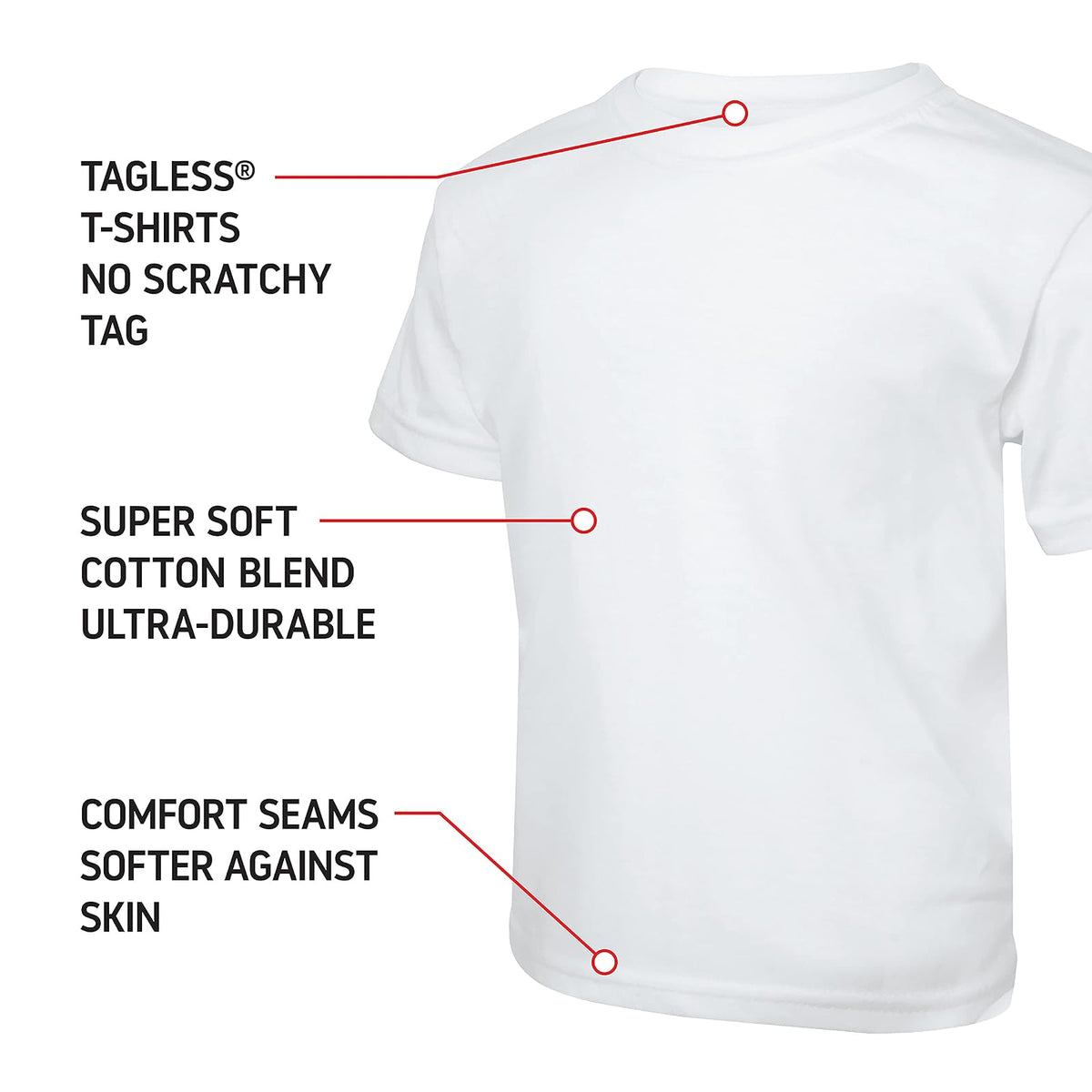 Hanes Hanes Toddler Boys' Undershirts, White T-Shirts for Babies, Crew Tees, 5-Pack Capa de Base Superior Niños