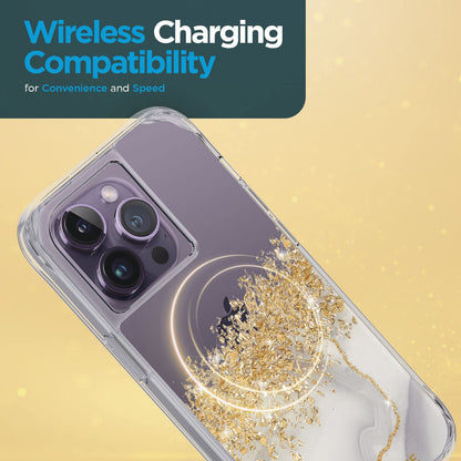 Case-Mate iPhone 14 Pro Case - Karat Marble [10FT Drop Protection] [Wireless Charging Compatible] Luxury Cover with Cute Bling Sparkle for iPhone 14 Pro 6.1", Anti-Scratch, Shock Absorbent, Slim Fit