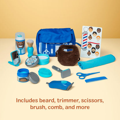 Melissa & Doug - Set de Juego de Barbería - Set de 16 Piezas con Barba, navajas y Productos de Cuidado de Juego, para Juego de Roles Realista y Creativo, para niños a Partir de 3 años