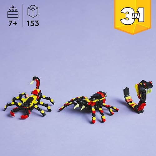 LEGO® Creator 3en1 Fauna Salvaje: Araña Misteriosa Juguete de Construcción Que se Convierte en una Figura de un escorpión o en una Serpiente, Regalo para niños y niñas de 7 años o más 31159