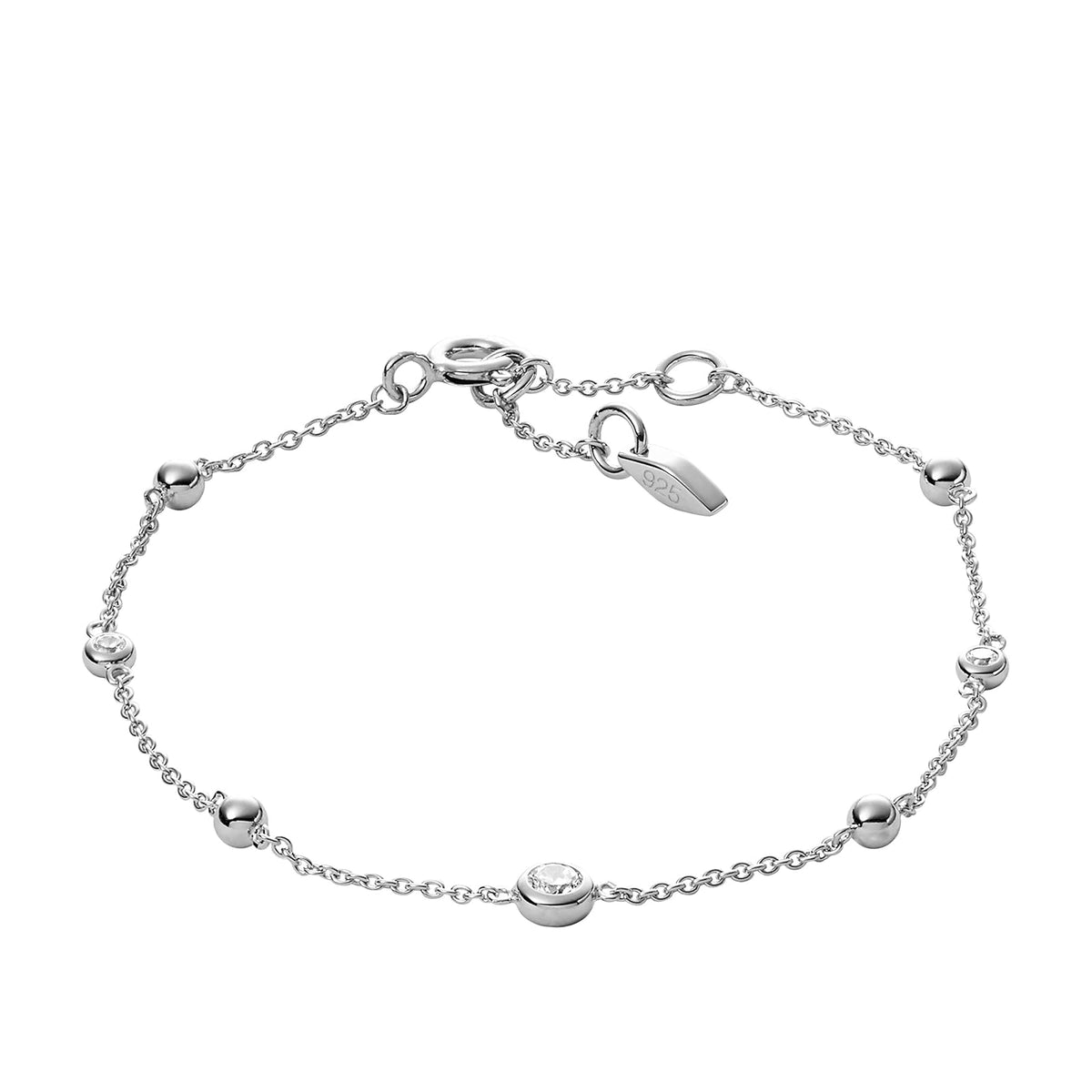 Fossil Women's Sterling Silver or Silver-Tone Stainless Steel Chain Bracelet for Women