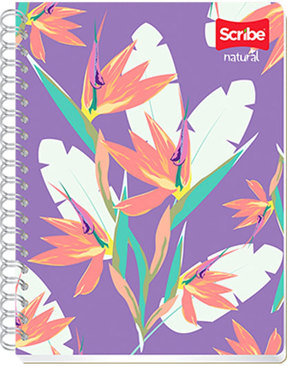 Scribe, Natural, Cuaderno Profesional, Pasta Semi Rígida, Espiral Doble, Cuadro Grande (C.7), 200 hojas, Diseños aleatorios