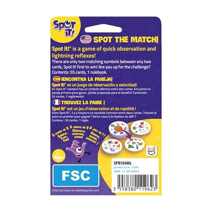 Asmodee Spot It! Juego de Cartas clásico (actualización 2024) – Pocket Eco Edition, Juego de percepción Visual 5 en 1 para Reflejos rápidos y diversión Familiar, Edades de 6 años, 2 a 8 Jugadores