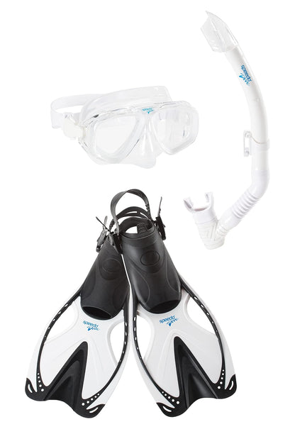 Speedo - Juego de Aletas y Careta de Snorkel para Adulto Unisex Azul
