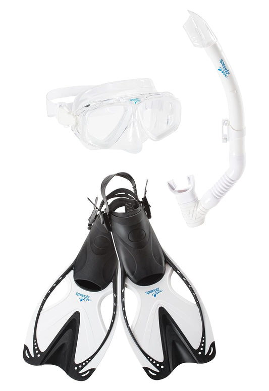 Speedo - Juego de Aletas y Careta de Snorkel para Adulto Unisex Azul