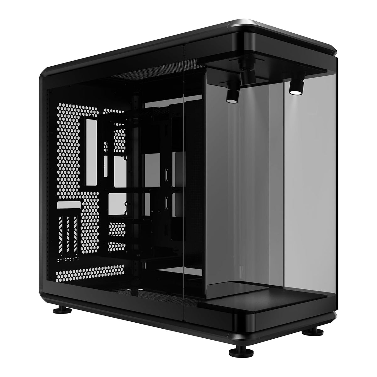 Cooler Master MasterFrame 360 Panorama Open-Frame ATX Funda para PC, vidrio templado panorámico de 3 lados, GPU Max de 430 mm, soporte de radiador de 360 mm, PCIe 5.0, soporta ventiladores de hasta 12