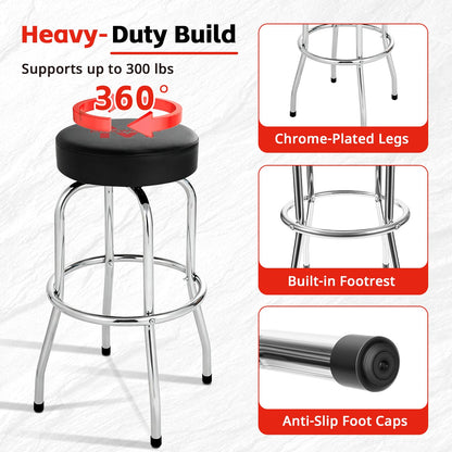 MaxWorks 51090 - Taburete de Bar Giratorio, Asiento Acolchado con Patas cromadas, Negro, Capacidad de 300 Libras, 28-1/4 Pulgadas de Alto, Superficie de 14-1/2 Pulgadas de diámetro, Ideal para