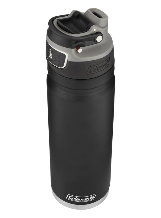 Coleman AUTOSEAL FreeFlow - Botella de Agua de Acero Inoxidable, Color Negro, 24 onzas