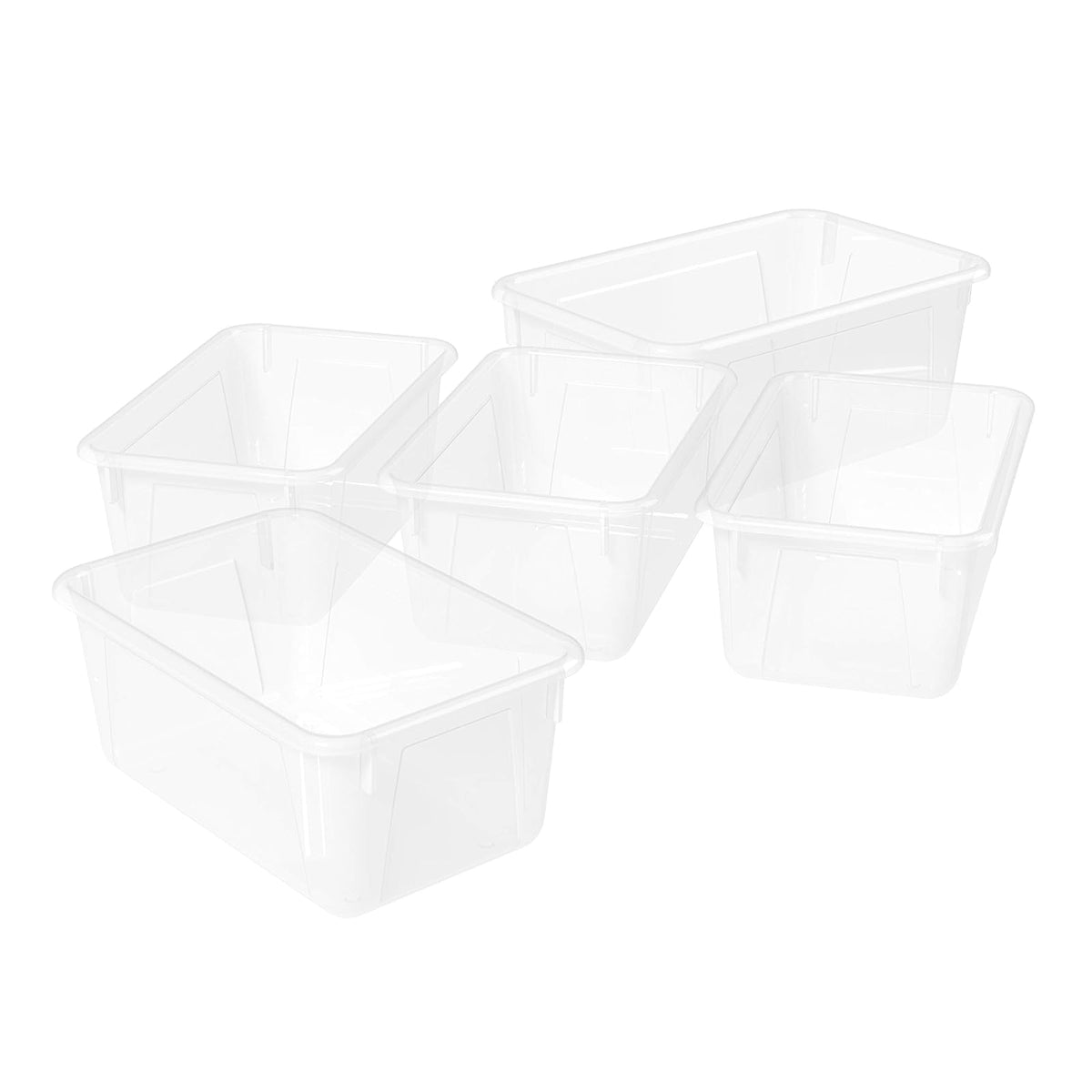 Storex Contenedores pequeños de almacenamiento de plástico para aula, 12.2 x 7.8 x 5.1 pulgadas, translúcidos, paquete de 5 (62461A05C)
