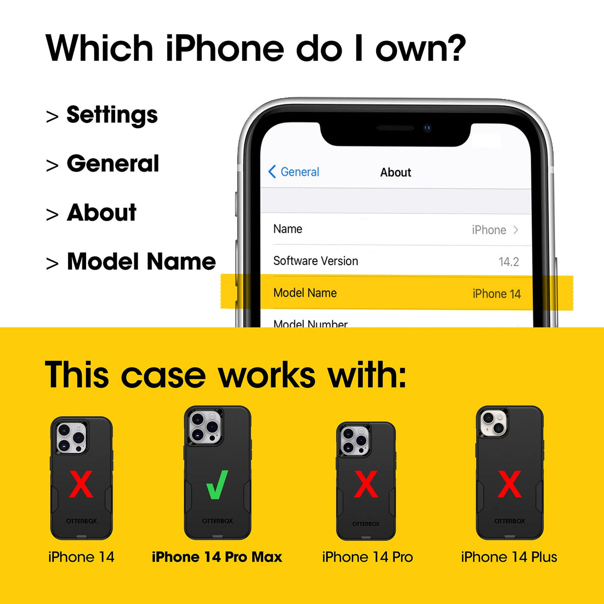 OtterBox COMMUTER SERIES para iPhone 14 Pro Max (ONLY) - NEGRO