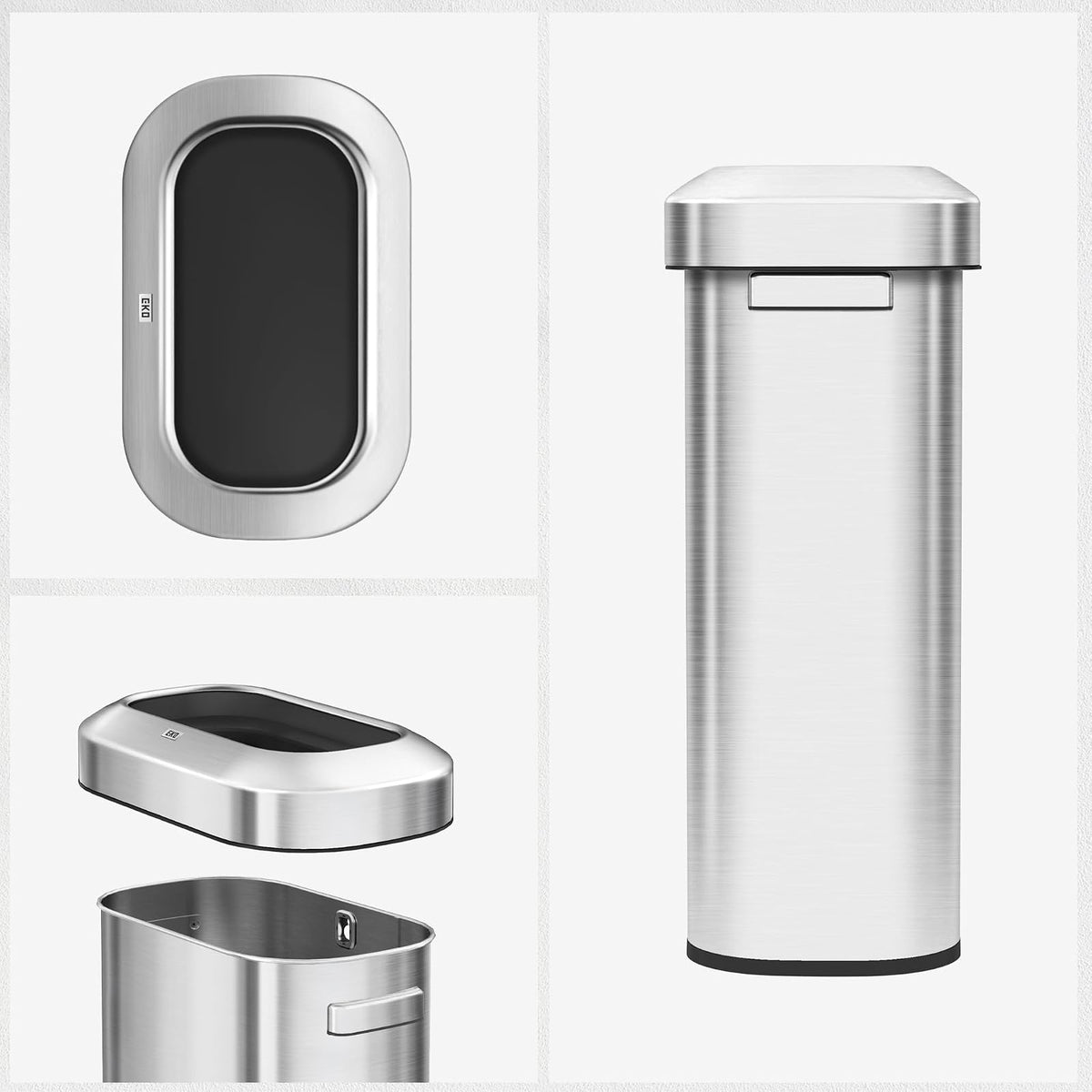 EKO Urban - Bote de basura comercial delgado de acero inoxidable de 24 galones/90 litros, cubeta de basura grande de grado comercial resistente para el hogar, oficina, hotel, cafetería, restaurante,