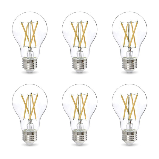 Asencia FG-03887 - foco LED de filamento transparente (A21, 100 W, 5000 K, 15 000 horas, regulable, 6 unidades, color blanco