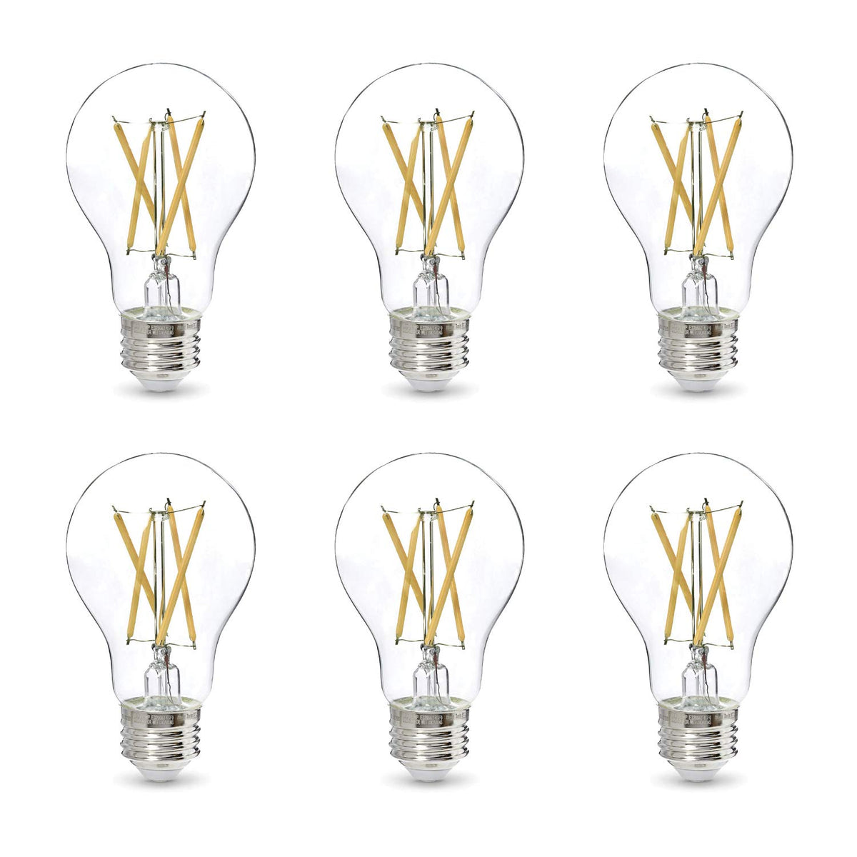 Asencia FG-03886 - foco LED de filamento transparente (A21, 100 W, 2700 K, 15 000 horas, intensidad regulable, 6 unidades