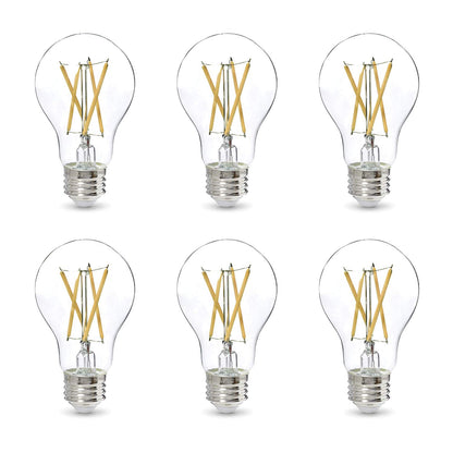 Asencia FG-03886 - foco LED de filamento transparente (A21, 100 W, 2700 K, 15 000 horas, intensidad regulable, 6 unidades
