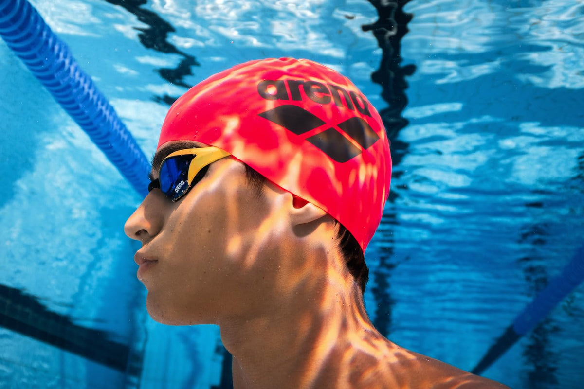 Arena Unisex Big Logo Silicone Swim Cap Women and Men Fitness Swimmers Intensive Training Durable Soft Elastic Bathing Cap