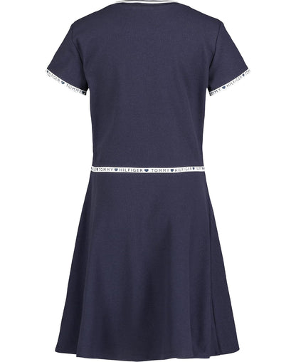 Tommy Hilfiger Vestido Liso de Manga Corta Vestido Informal para Niñas
