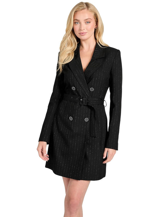 Guess Eco Long Sleeve Zanita Stripe Blazer Dress Vestido Mujer