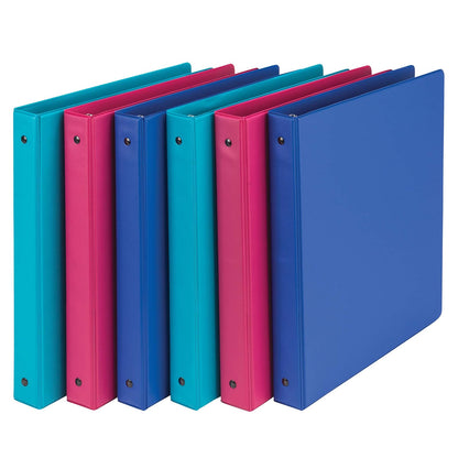 Samsill Fashion Color Encuadernado con 3 aros, aros de 2,5 cm, para almacenar, 6 Pack variado - Rosa eléctrico, Púrpura profundo, verde helecho, Almacenamiento variado, 1 pulg.