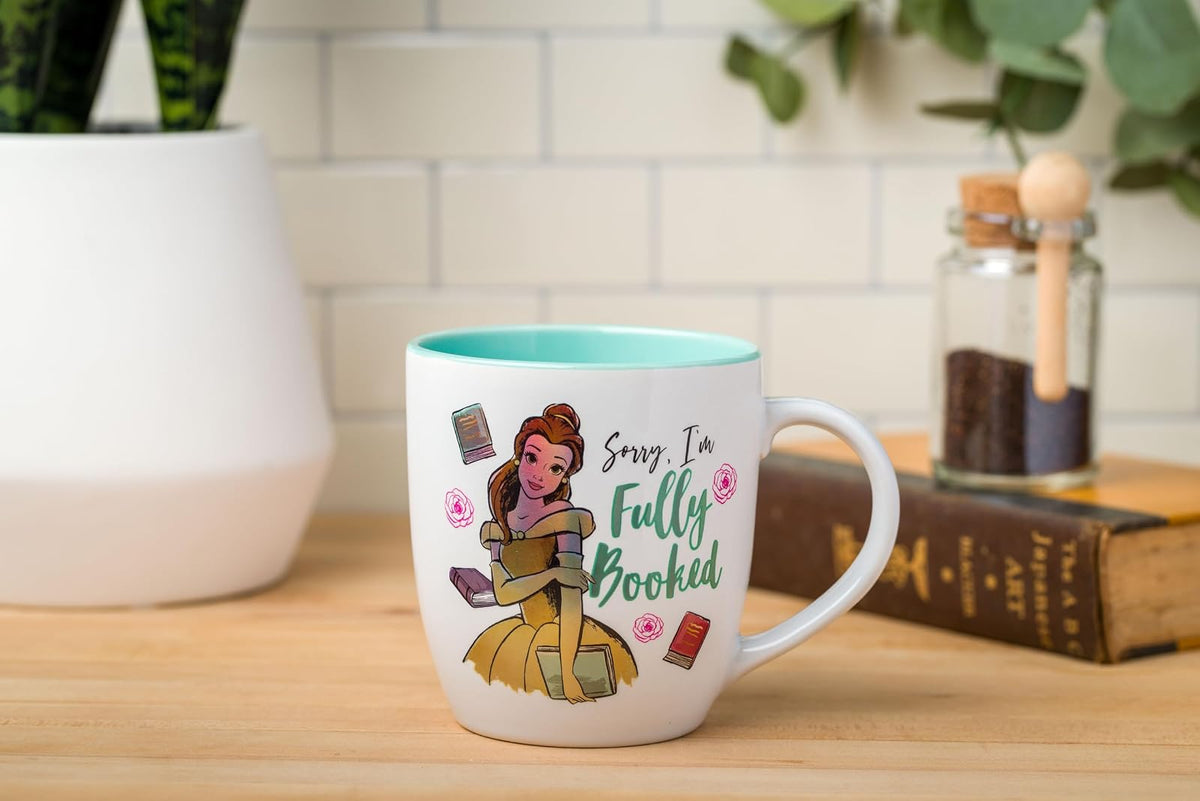 Silver Buffalo Princesa Disney La Bella y la Bestia Bella Lo siento, estoy completamente reservado Taza de cerámica, 18 onzas