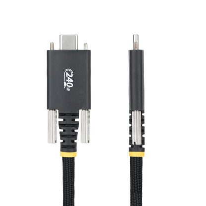 StarTech.com Cable de Carga USB-C de 10 pies (3 m), Bloqueo de Tornillo Lateral, 240W (5A) PD EPR, Cubierta de Silicona con Nylon Trenzado, Cable Cargador para Portátil, Certificado USB-IF