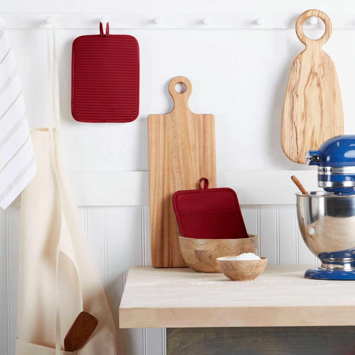 KitchenAid - Juego de 2 Soportes de Silicona Suave Acanalados, Color Rojo pimentón Ahumado, 7 x 9 Pulgadas