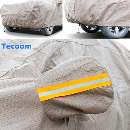 Tecoom Funda Gruesa de Carcasa súper Transpirable, Impermeable, a Prueba de Viento, Nieve, Sol, Lluvia, Rayos UV, para Exteriores, Todo Clima, para SUV, Ajuste para SUV de tamaño Completo de 206-215