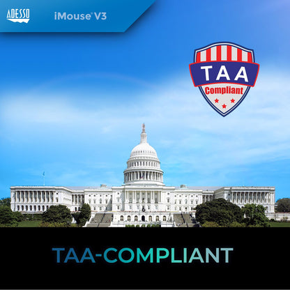Adesso Imouse V3-TAA - Mouse ergonómico Vertical Ajustable con ángulo de muñeca (Compatible con TAA)