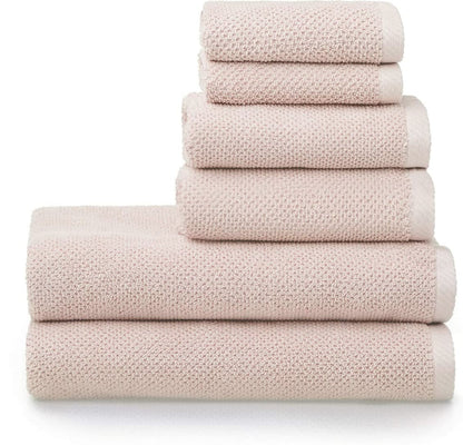 Simpli-Magic 79459 Juego de Toallas de baño texturizadas con Palomitas de maíz, 2 Toallas de baño, 2 Toallas de Mano, 2 Toallas de baño, 6 Piezas, Rosa - 6 Pieces - Rosa