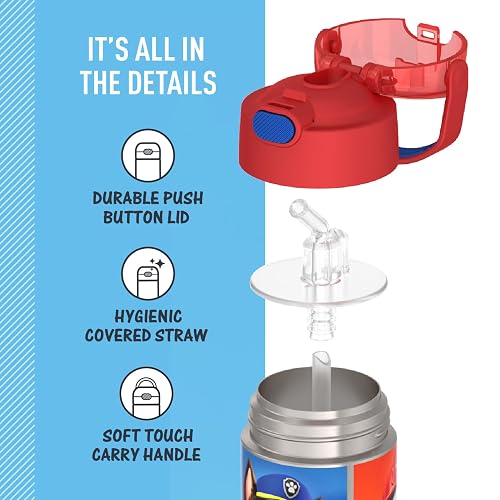 THERMOS FUNTAINER Botella de acero inoxidable con aislamiento al vacío para niños, 12 onzas, azul Paw Patrol
