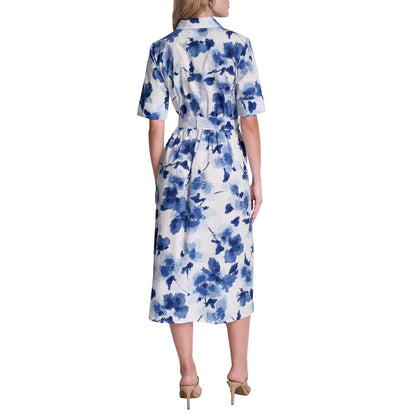 DKNY - Camisa de Manga Corta de algodón con Cuello de popelín para Mujer