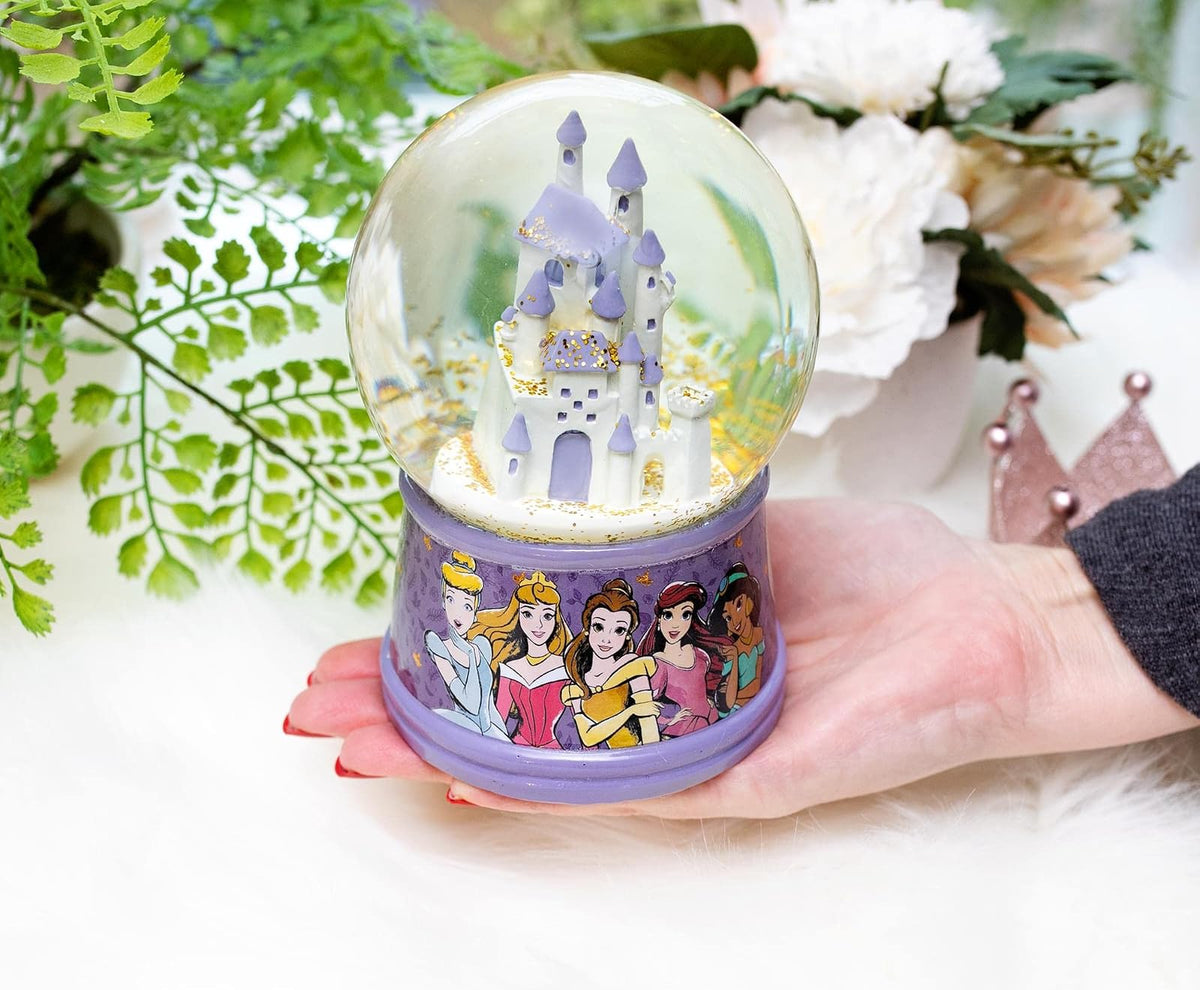 Silver Buffalo Disney Princess - Globo de Nieve Iluminado │Cenicienta, Aurora, Belle, Ariel y Jazmín │5.5 Pulgadas de Alto, 100 mm (Stardard)