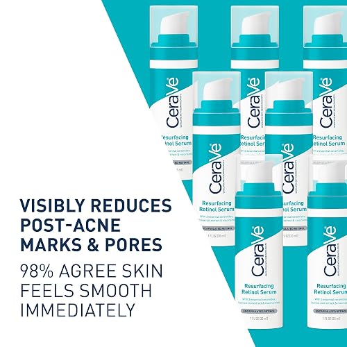 CeraVe - Sérum de retinol para marcas posteriores al acné y textura de la piel | Sérum facial refinador, rejuvenecedor e iluminador de poros con retinol | 1 onza