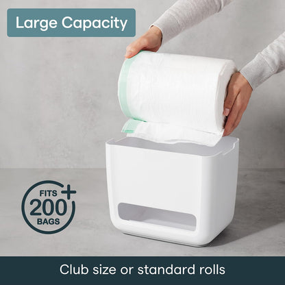 YouCopia SinkSuite - Dispensador de bolsas de basura, organizador de bolsas de basura de pie con tapa extraíble y cuna para almacenamiento, color blanco moteado