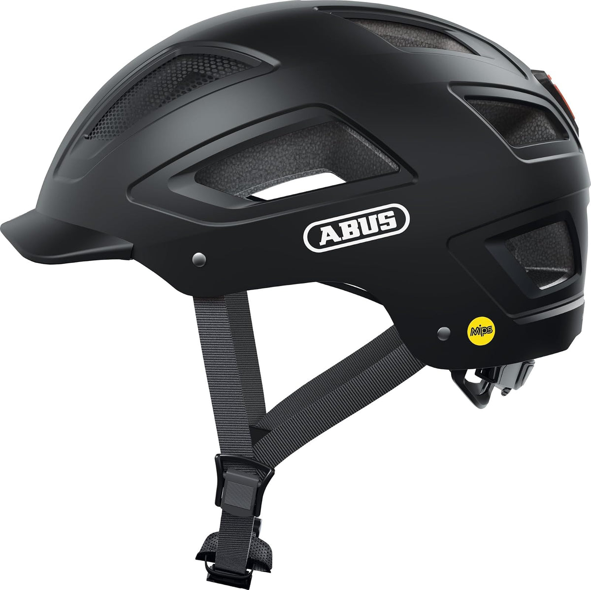 ABUS Stadthelm Hyban 2.0 MIPS - Fahrradhelm mit Rücklicht, ABS-Hartschale, Aufprallschutz - für Damen und Herren - L (56-61 cm) - Negro