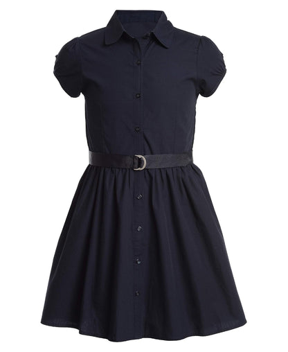Nautica Vestido Camisero de Manga Corta para Uniforme Escolar Vestido para Niñas