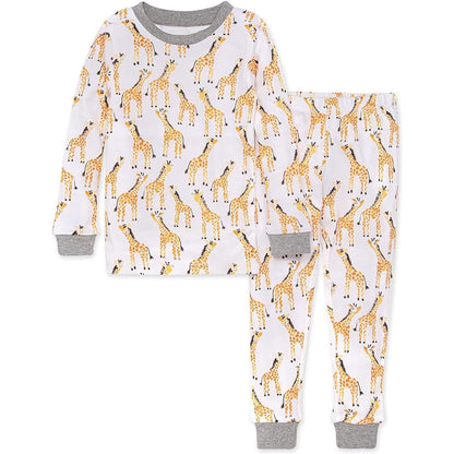 Burt's Bees Pijama de 2 Piezas para bebé, algodón orgánico - 12 Meses - Giraffes - 1