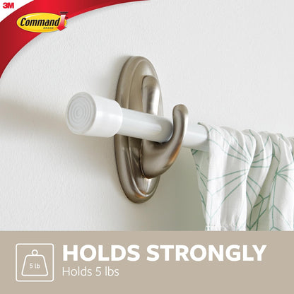 Command Ganchos grandes de color níquel cepillado de 5 libras, 2 paquetes de 2 ganchos de pared y 2 tiras de comando, ganchos para colgar decoración del hogar, decoración de pared y decoración de
